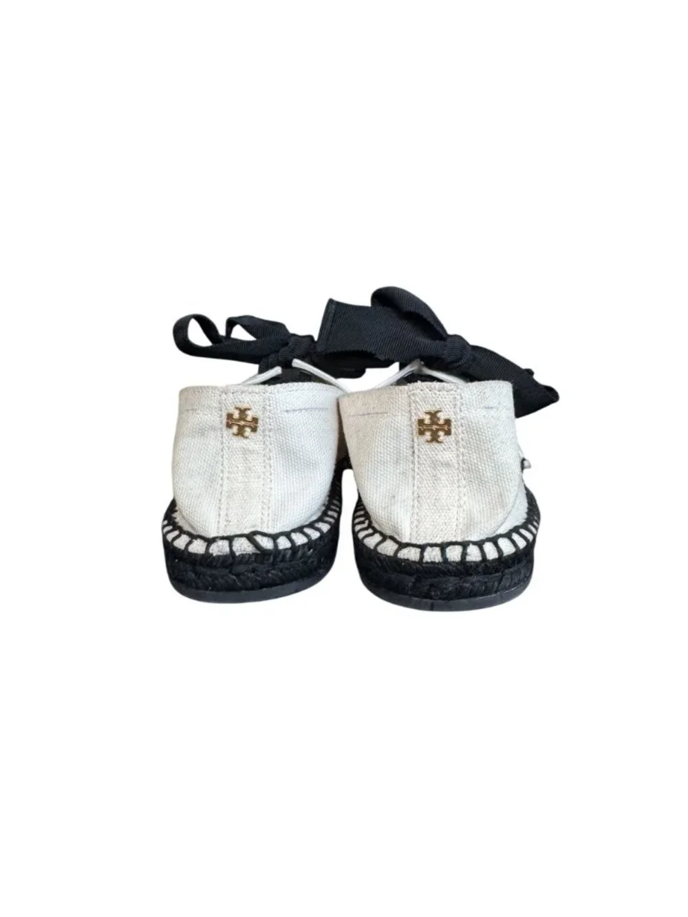 Tory Burch Black Bow Espadrille Flats Women's Cotton Canvas, Size 6.5 NWOB